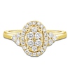 Thumbnail Image 3 of Multi-Diamond Oval Halo Promise Ring 3/8 ct tw 10K Yellow Gold