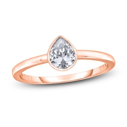 Diamond Solitaire Engagement Ring 1 ct tw Bezel-Set Pear-cut 14K Rose Gold (I2/I)