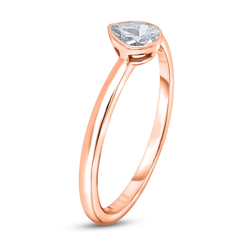 Diamond Solitaire Engagement Ring 1 ct tw Bezel-Set Pear-cut 14K Rose Gold (I2/I)