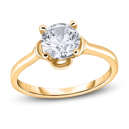 Diamond Solitaire Floral Engagement Ring 2 ct tw Round 14K Yellow Gold (I2/I)