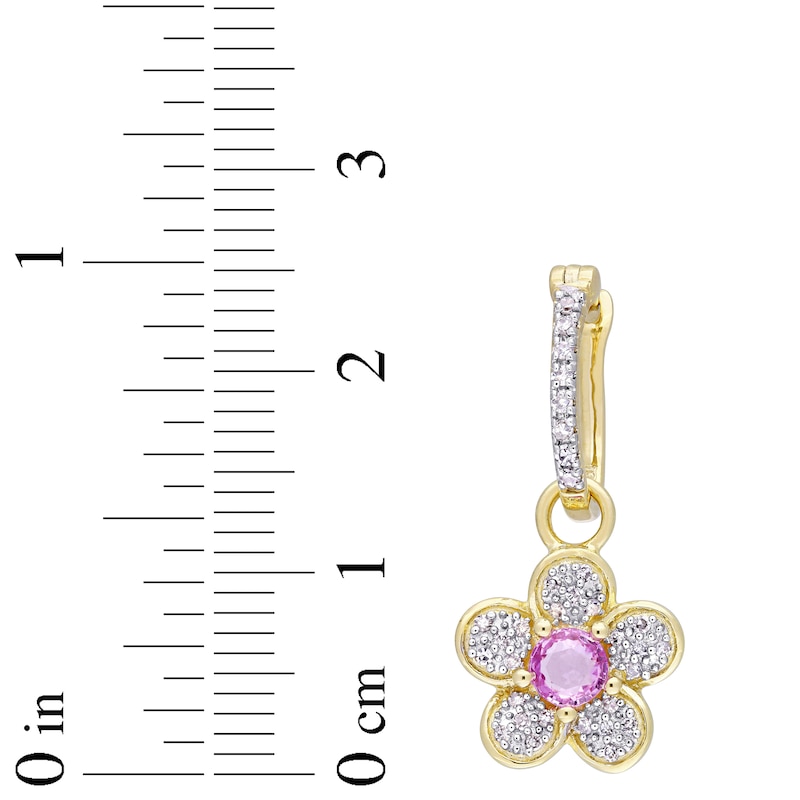 Natural Pink Sapphire Earrings 1/4 ct tw Diamonds 14K Yellow Gold