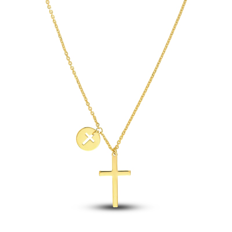 Main Image 1 of Cross Disk Necklace 14K Yellow Gold 16&quot;