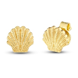 Mini Seashell Stud Earrings 14K Yellow Gold