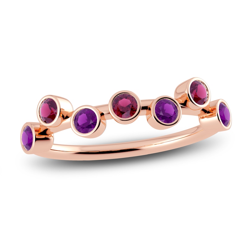 Juliette Maison Natural Amethyst & Natural Rhodolite Garnet Ring 10K Rose Gold