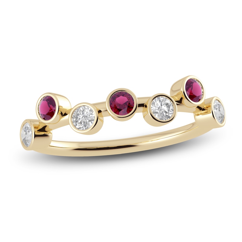 Main Image 1 of Juliette Maison Natural White Sapphire & Natural Rhodolite Garnet Ring 10K Yellow Gold