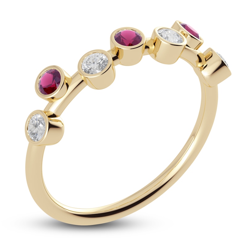 Main Image 2 of Juliette Maison Natural White Sapphire & Natural Rhodolite Garnet Ring 10K Yellow Gold