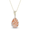 Thumbnail Image 1 of Natural Orange Moonstone Pendant Necklace 1/10 ct tw Diamonds 14K Yellow Gold 17&quot;