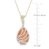 Thumbnail Image 3 of Natural Orange Moonstone Pendant Necklace 1/10 ct tw Diamonds 14K Yellow Gold 17&quot;