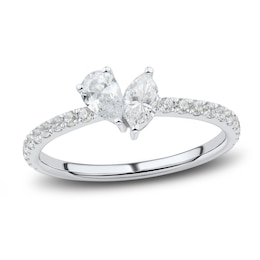 Diamond Two-Stone Engagement Ring 3/4 ct tw Round 14K White Gold