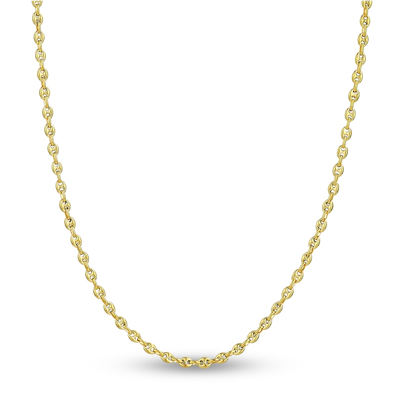 Semi-Solid Puffy Mariner Link Necklace 14K Yellow Gold 18"