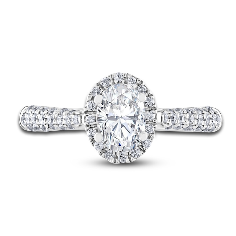 Diamond Halo Engagement Ring 1-1/4 ct tw Oval/Round 14K White Gold | Jared