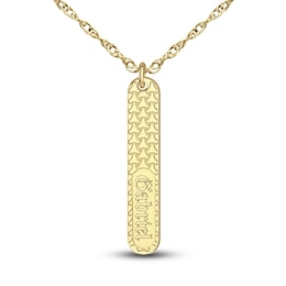 Engravable Bar Pendant Necklace Yellow Gold-Plated Sterling Silver 18&quot;