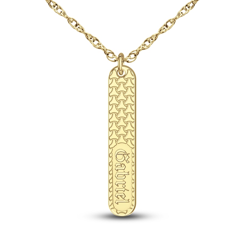 Engravable Bar Pendant Necklace Yellow Gold-Plated Sterling Silver 18"