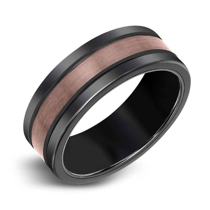 Main Image 2 of Men's Wedding Band Brown/Black Tungsten 8.0mm