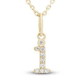 Diamond Initial I Pendant Necklace 1/20 ct tw Round 10K Yellow Gold 18&quot;