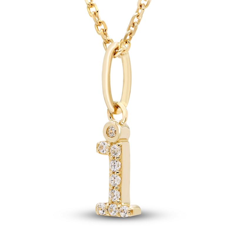 Main Image 2 of Diamond Initial I Pendant Necklace 1/20 ct tw Round 10K Yellow Gold 18&quot;