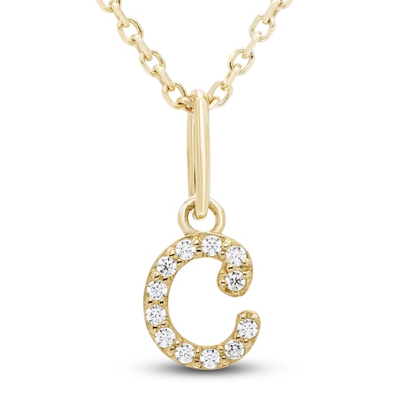 Diamond Initial C Pendant Necklace 1/20 ct tw Round 10K Yellow Gold 18 ...