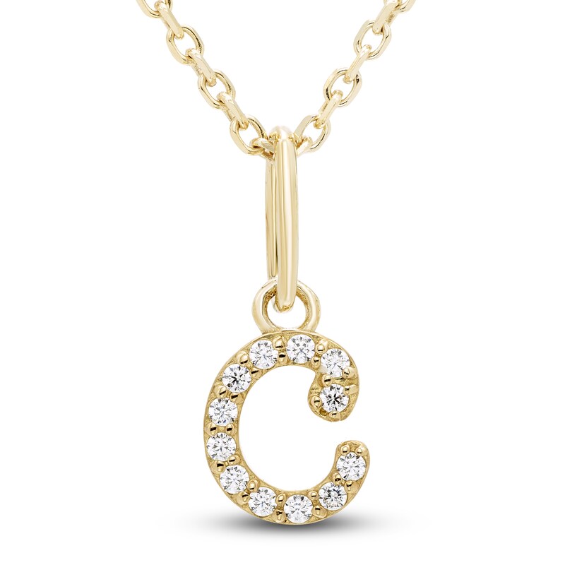 Main Image 1 of Diamond Initial C Pendant Necklace 1/20 ct tw Round 10K Yellow Gold 18&quot;