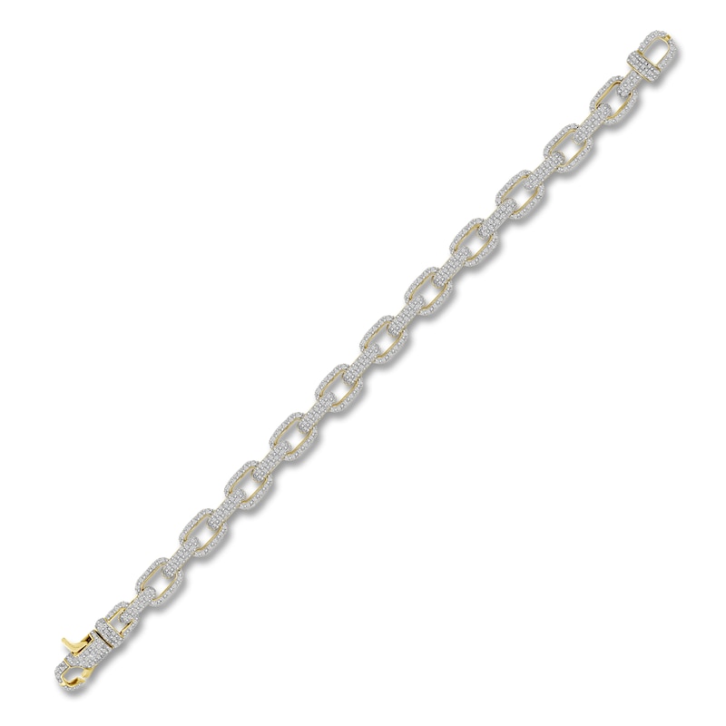 Main Image 2 of Men's Diamond Link Bracelet 2-1/3 ct tw Round 10K Yellow Gold 8.5&quot;