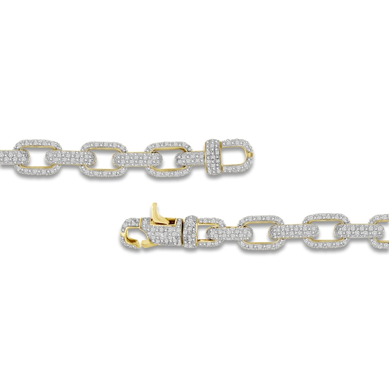 Main Image 3 of Men's Diamond Link Bracelet 2-1/3 ct tw Round 10K Yellow Gold 8.5&quot;