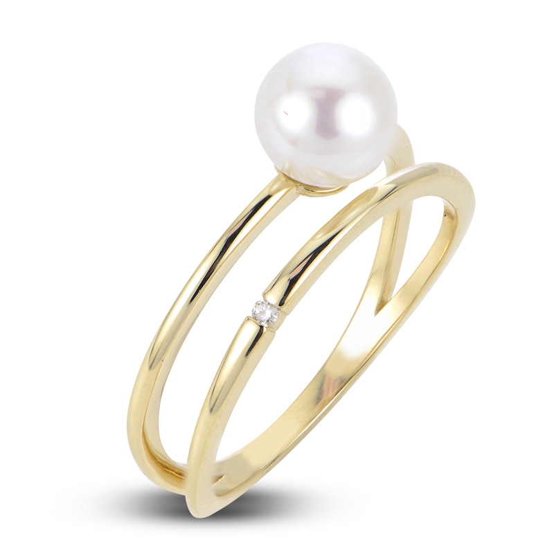 Main Image 2 of Freshwater Cultured Pearl Ring Diamond Accents 14K Yellow Gold