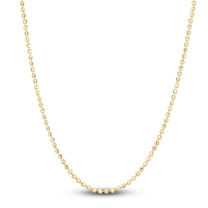 Beaded Chain Necklace 14K Yellow Gold 24" 2.0mm