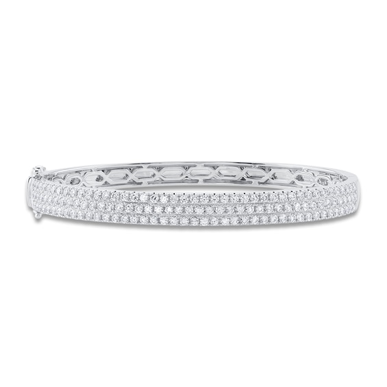 4 Carat Fine Diamond Bangle Hinged Bracelet 14k White Gold