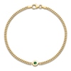 Thumbnail Image 2 of Natural Emerald Curb Bracelet 14K Yellow Gold 7.25&quot;