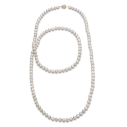 Freshwater Cultured Pearl Strand Necklace 14K Yellow Gold 36&quot; 6.0mm
