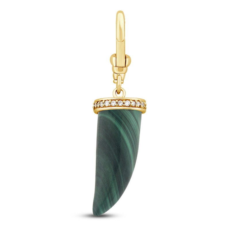 Main Image 1 of Charm'd by Lulu Frost 10K Yellow Gold 1/10 ct tw Diamond Halo 15MM Malachite Fearless Charm