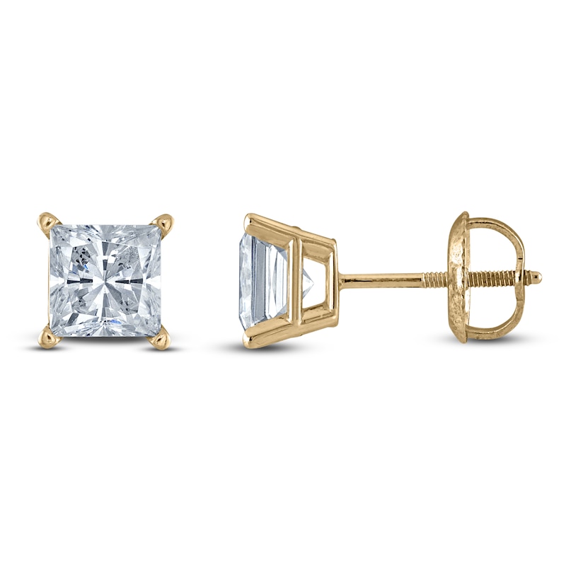 Princess-Cut Lab-Created Diamond Solitaire Stud Earrings ct tw 14K Yellow Gold (F/SI2