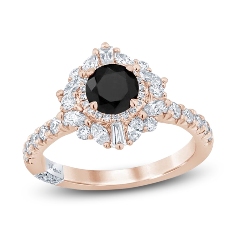 Main Image 1 of Pnina Tornai Round-Cut Black Diamond & White Diamond Halo Engagement Ring 1-3/4 ct tw 14K Rose Gold