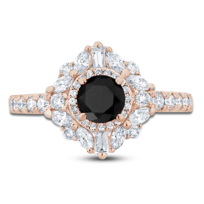 Main Image 3 of Pnina Tornai Round-Cut Black Diamond & White Diamond Halo Engagement Ring 1-3/4 ct tw 14K Rose Gold