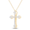 Thumbnail Image 2 of Diamond Flared Cross Necklace 1/2 ct tw 10K Yellow Gold 18"