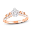 Thumbnail Image 1 of Multi-Diamond Pear-Shaped Halo Promise Ring 1/4 ct tw 10K Rose Gold