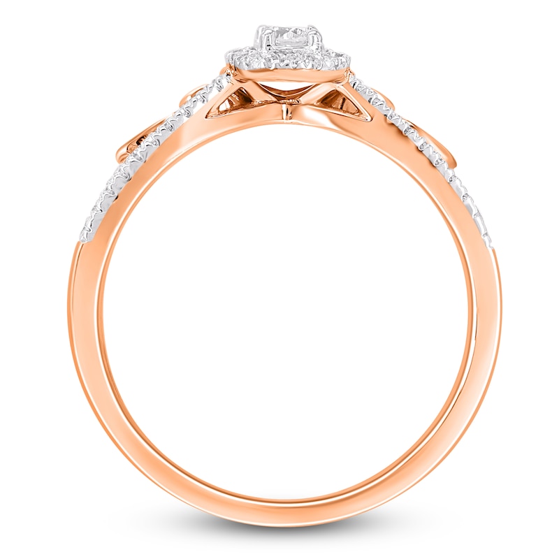 Main Image 2 of Multi-Diamond Pear-Shaped Halo Promise Ring 1/4 ct tw 10K Rose Gold