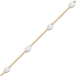 Italia D'Oro Hollow Bead Tin-Cup Bracelet 14K Two-Tone Gold 7.5&quot;