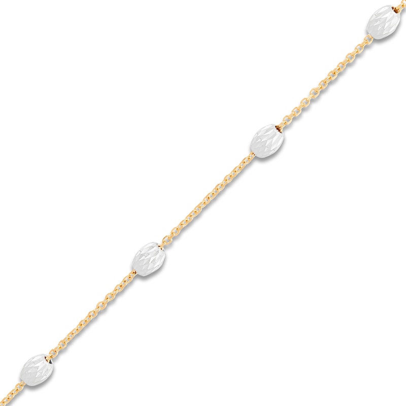 Italia D'Oro Hollow Bead Tin-Cup Bracelet 14K Two-Tone Gold 7.5"