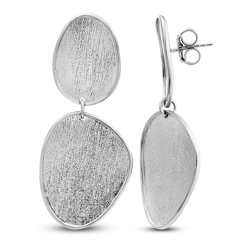 Main Image 1 of Italia D'Argento Pebble Texture Drop Earrings Sterling Silver