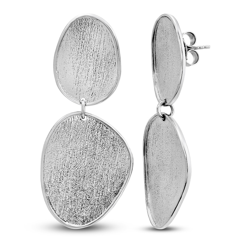 Main Image 2 of Italia D'Argento Pebble Texture Drop Earrings Sterling Silver