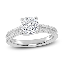 Lab-Created Cushion-Cut Diamond Engagement Ring 1-1/4 ct tw 14K White Gold