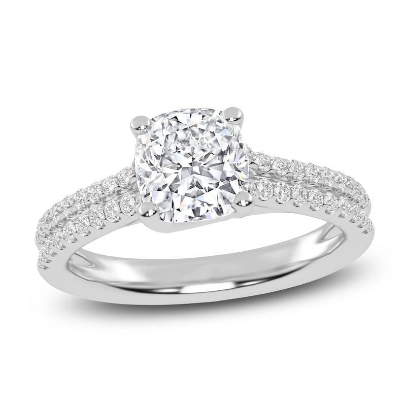 Lab-Created Cushion-Cut Diamond Engagement Ring 1-1/4 ct tw 14K White Gold