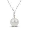 Thumbnail Image 1 of Cultured Pearl & White Lab-Created Sapphire Drop Necklace Sterling Silver 18&quot;