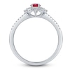 Thumbnail Image 1 of Oval-Cut Natural Ruby & Diamond Starburst Halo Ring 1/4 ct tw 14K White Gold