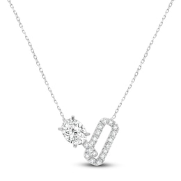 Oval & Round-Cut Lab-Created Diamond Paperclip Link Necklace 2 ct tw 14K White Gold 18&quot;