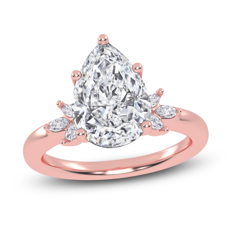 Pear-Shaped Lab-Created Diamond Engagement Ring 2-1/6 ct tw 14K Rose Gold