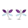 Thumbnail Image 1 of Marquise-Cut Natural Amethyst, Natural Aquamarine & White Lab-Created Sapphire Dragonfly Earrings Sterling Silver