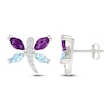 Thumbnail Image 3 of Marquise-Cut Natural Amethyst, Natural Aquamarine & White Lab-Created Sapphire Dragonfly Earrings Sterling Silver