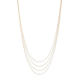 Italia D'Oro Solid Four-Strand Valentino Mirror Chain Necklace 14K Yellow Gold 17&quot;