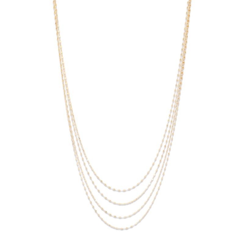 Main Image 1 of Italia D'Oro Solid Four-Strand Valentino Mirror Chain Necklace 14K Yellow Gold 17&quot;